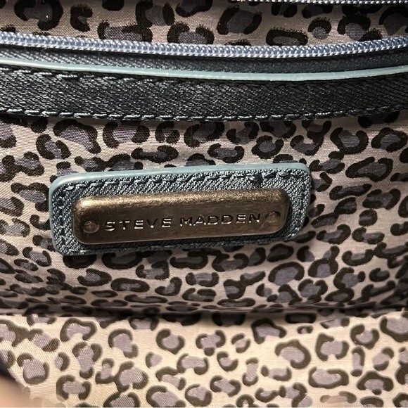 Steve Madden Vintage Denim Chain Bag with Patches Chanel Vibes - Picture 10 of 13